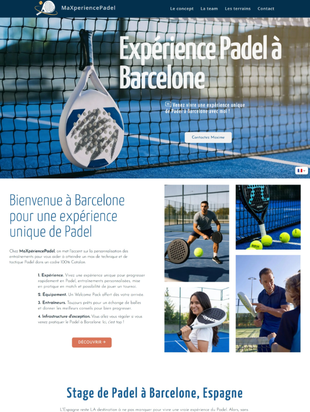Création site web Padel à Barcelone