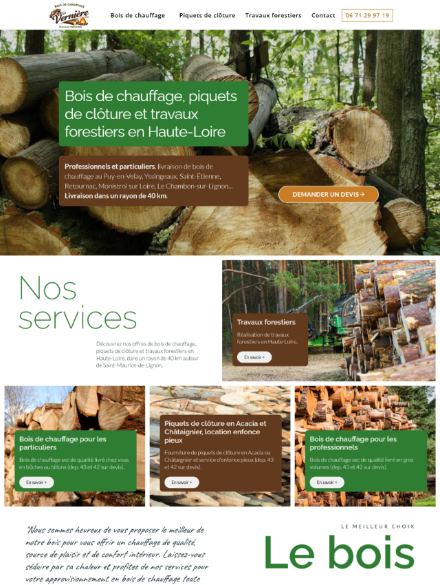 Création site web Bois de chauffage Vernière (43)